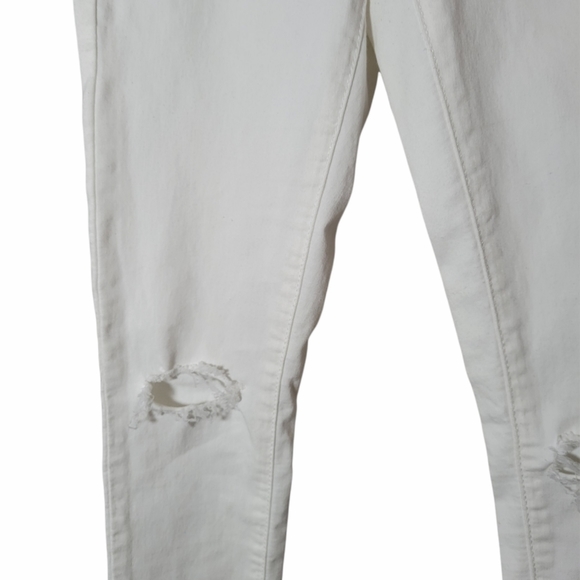 Topshop Moto Leigh White Raw Hem Skinny Jeans Denim Size 25 - Picture 4 of 10
